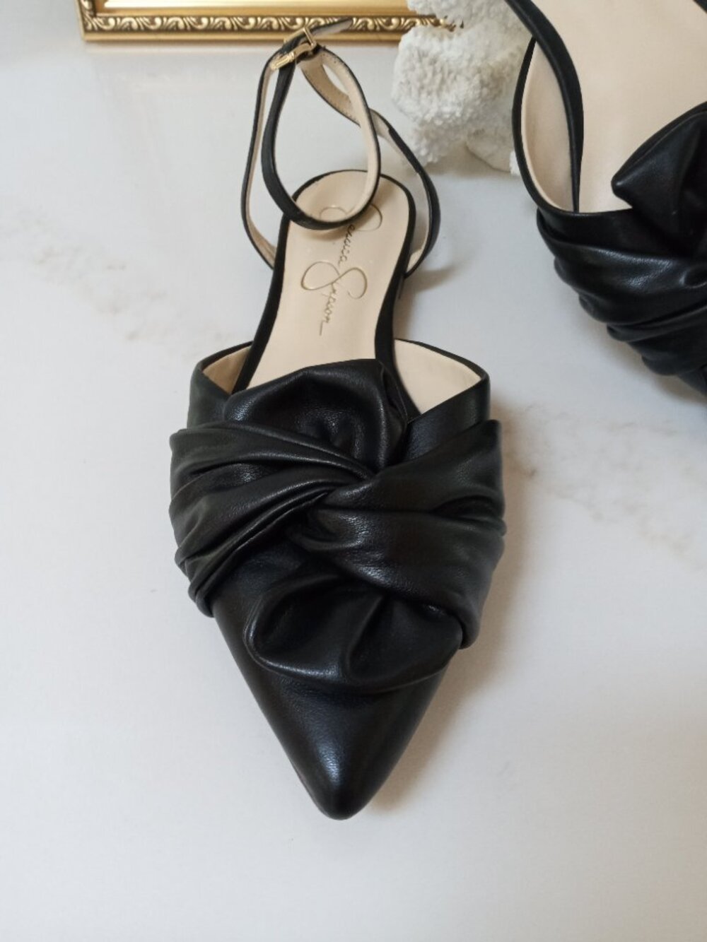 NEW! JESSICA SIMPSON Carmie BLACK BOW ANKLE SANDAL - Picture 3 of 6